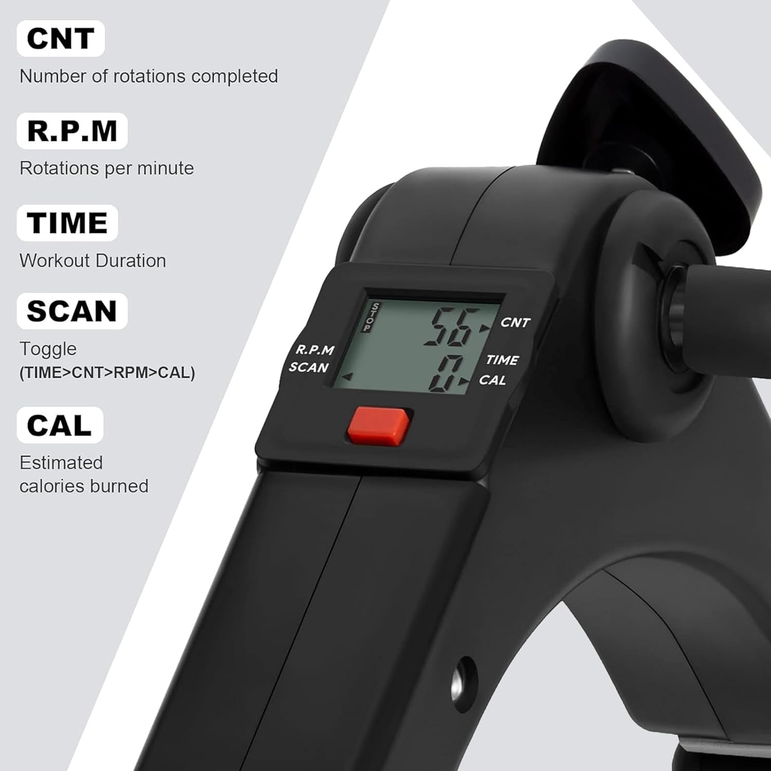 Mini Exercise Bike | Compact Arm and Leg Exerciser with LCD Monitor | Adjustable Resistance & Foldable Pedals Image