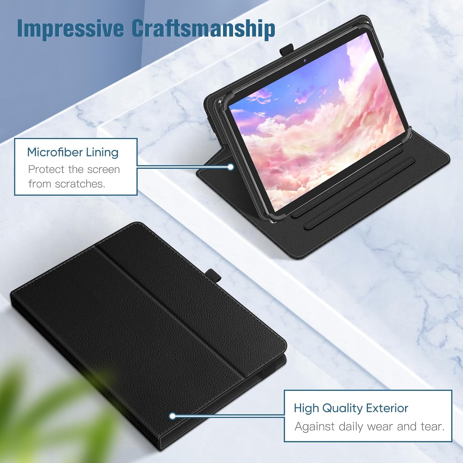 360° Rotating Case for Universal 10/11-inch" Tablets - Premium Leather w/Auto Sleep/Wake & Multi-Angle Stand (Multi Colour) Image