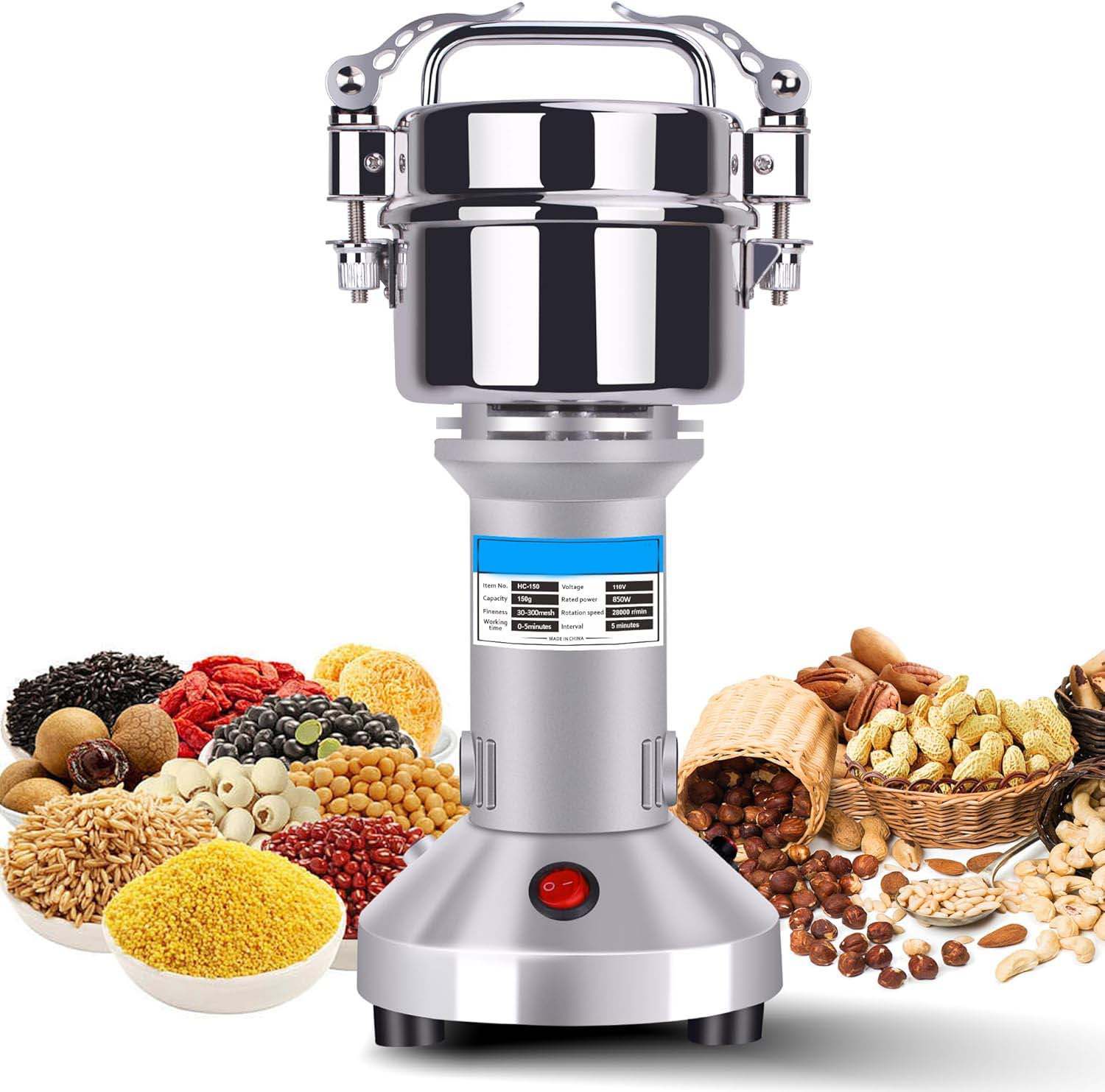 1000W Commercial Grain Mill Grinder - 200g Capacity, Superfine Flour & Spice Grinder for Home Use, High-Speed Electric Mill Image
