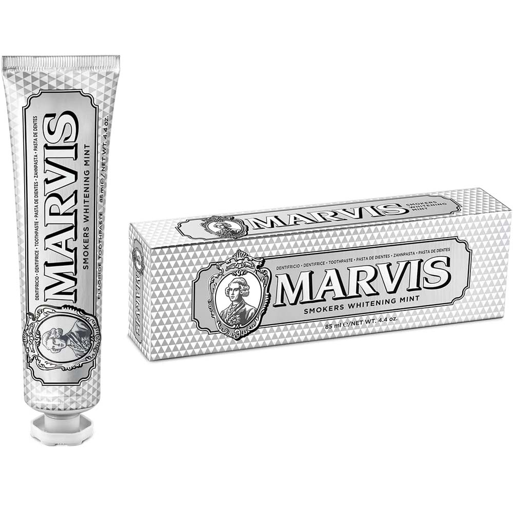 Marvis Smokers Whitening Toothpaste - Mint Flavor, 85ml, Natural Teeth Whitening, Plaque Removal, Long-Lasting Freshness Image