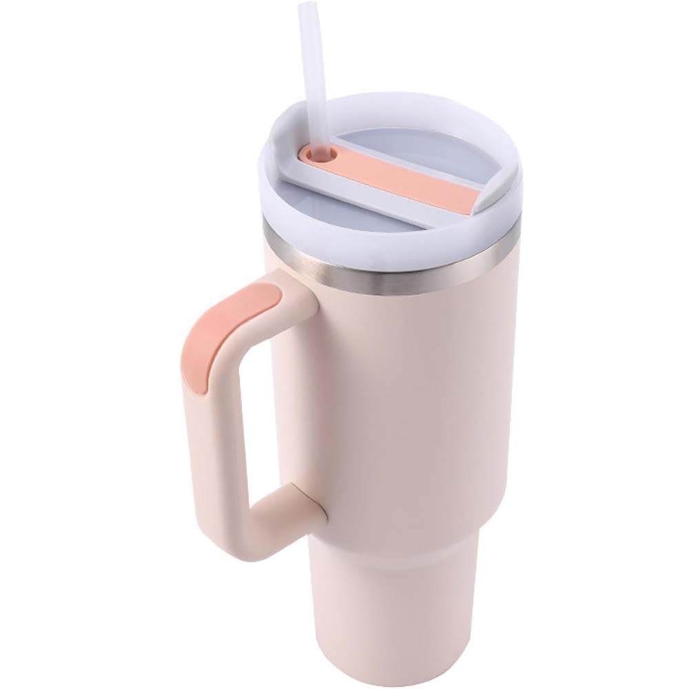 Stainless Steel Vacuum Mug with Screw Lid & Straw – Sweat-Proof, Leak-Proof Travel Flask for Hot & Cold Beverages Image