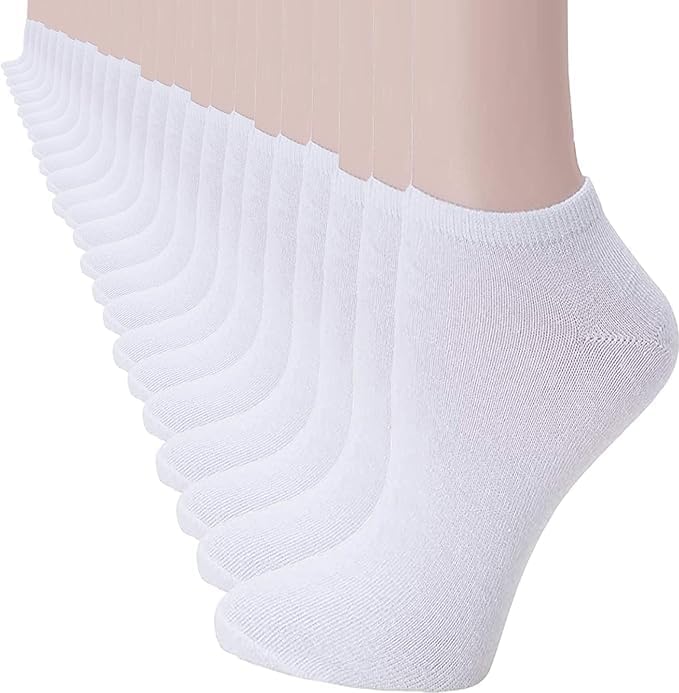 12 Pairs Ultra Thin Breathable Ankle Socks for Men & Women - Cool Summer Comfort Low Cut Socks (White) Image
