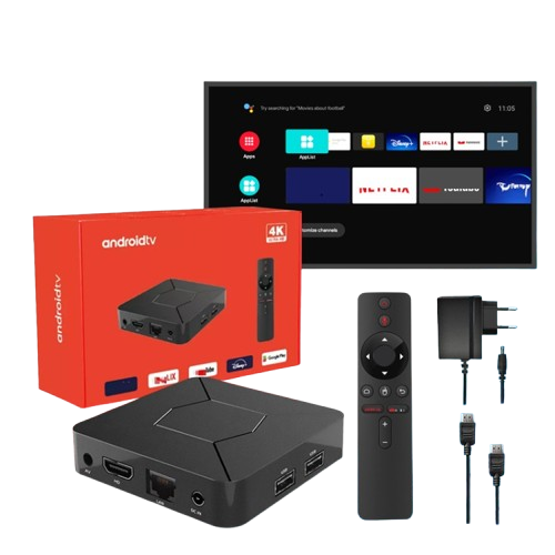 Q5 Android 10.0 OS 4K Smart TV Box | Allwinner H313 Media Player with 2GB RAM, 8GB Storage, Voice Remote | Supports 8K UHD Streaming | Android TV Box with Ethernet Image