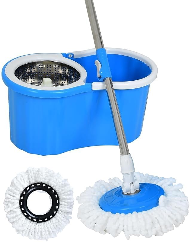 Rotate Stainless Steel Wringer Spin Mop Bucket System | Efficient Floor Cleaning with 360° Spin Technology | Durable & Easy to Use Image