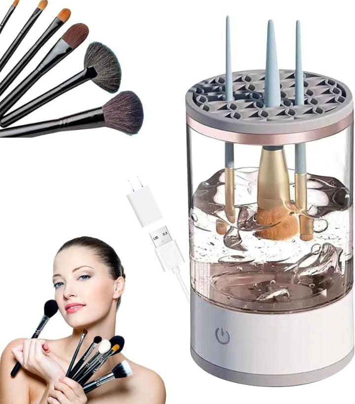 3-in-1 Automatic Makeup Brush Cleaning and Drying Stand – Electric Makeup Brush Cleaner Machine with USB Charging Image