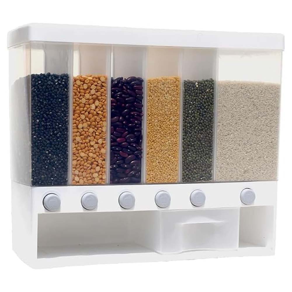 Wall Mounted Cereal Food Dispenser – 6-Section Space-Saving Kitchen Storage for Cereals, Pulses, and More Image