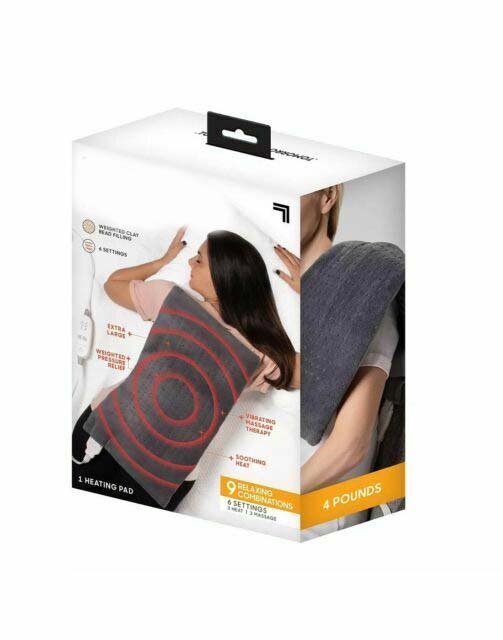 Heat Massaging Weighted Heating Pad by Sharper Image – Electric Heating Pad with Massaging Vibrations, 6 Settings Image