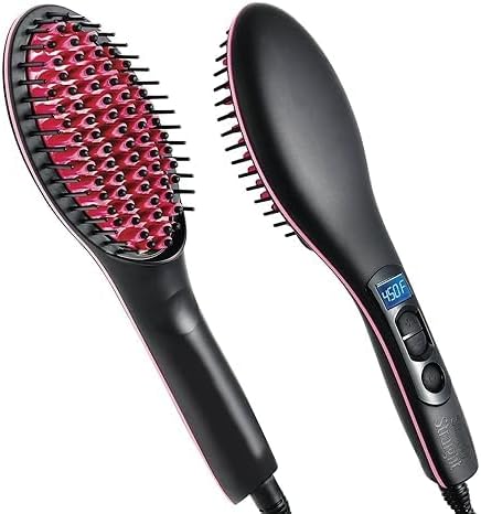 Simply Straight Ceramic Hair Straightening Brush | Black/Pink | Safe, Damage-Free Hair Styling Image