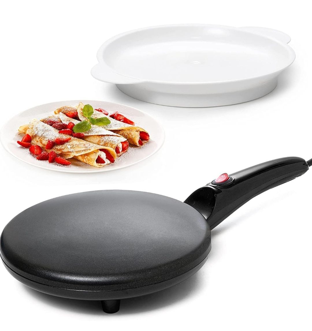 Electric Pancake & Crepe Maker with Auto Power-Off | Non-Stick Hot Plate Cooktop with Automatic Temperature Control | Perfect for Pancakes, Crepes, Omelets, and More Image