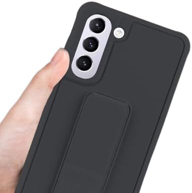 Slim Protective Case for Samsung Galaxy S21 to S24 Plus 5G (6.7 Inches) | Leather Hand Strap Holder & Kickstand | Black Image