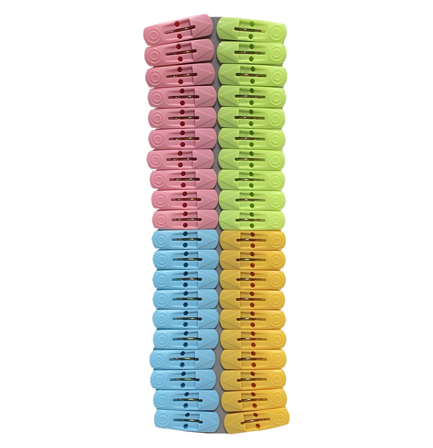 Plastic Clothes Pins Laundry Clips | 40 Pcs Colorful Clothespins with Bag | 2-Inch Small Clothespins for Hanging Clothes – 4 Colors Image