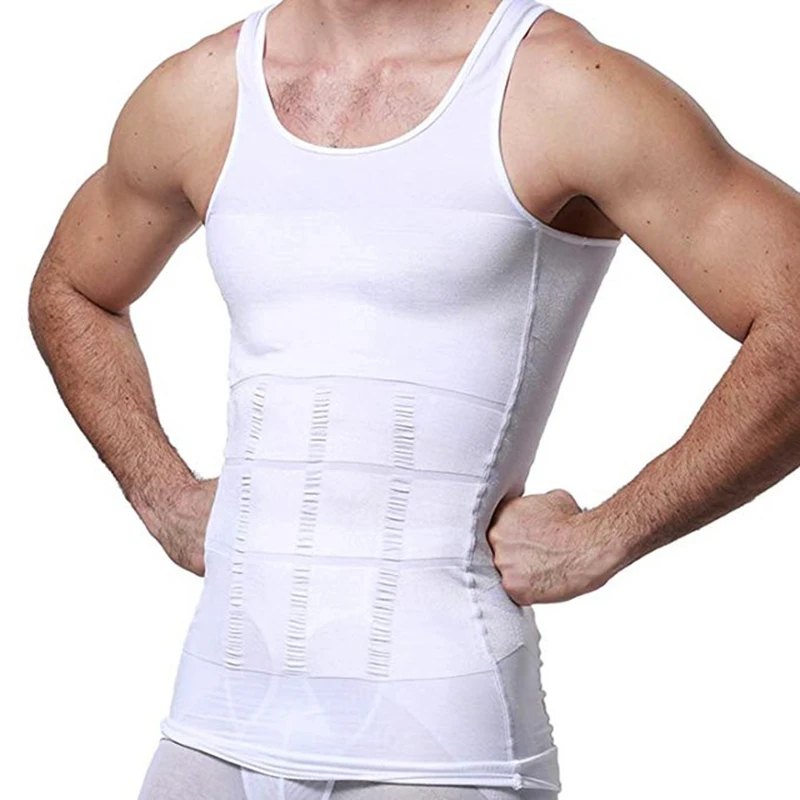 Men’s Slimming Body Shaper Compression Shirt - Abdomen Slimming Vest, Tummy Control Waist Shaper, Comfortable Undershirt for Chest and Stomach Slimming Image