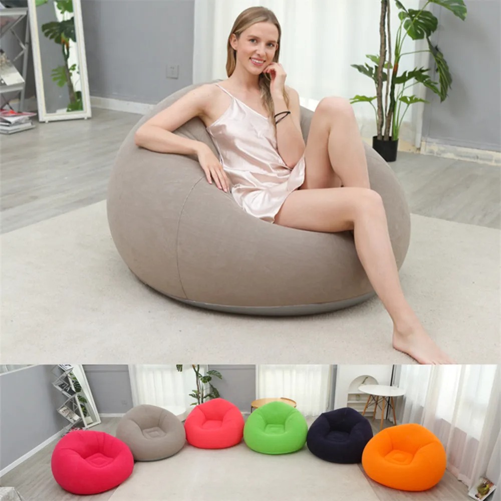 Portable Quick-Inflatable Sofa Chair | Plush and Comfortable Surface | Ideal for Living Room, Bedroom, and Outdoor Camping (Multi-Color) Image