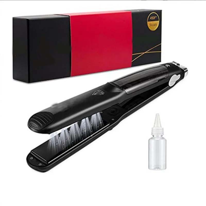 Professional Steam Ceramic Hair Straightener and Curling Iron | 3-in-1 Ionic Vaporizer Hairdressing Styler | Sleek, Smooth, and Versatile Image
