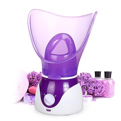 Facial Steamer | Professional Steam Inhaler for Face Sauna Mask | Moisturizer for Sinuses with Aroma Diffuser | Beauty and Care (Purple) Image