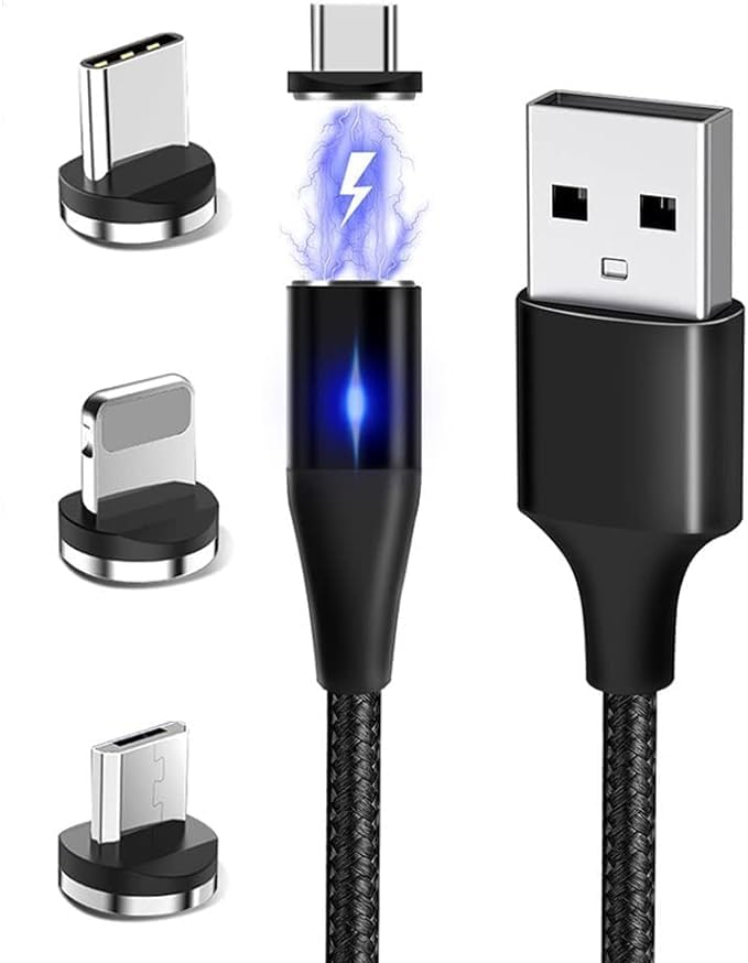 3-in-1 Magnetic Charging Cable | 3A Fast Charge | Compatible with Micro USB, Type C, and All iProduct Devices Image