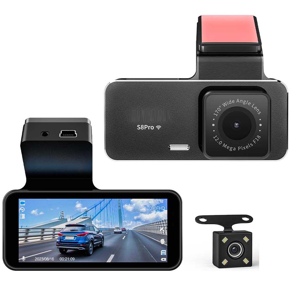 2K+1080P Dual Dash Cam - Front & Rear Car Camera with WiFi, Parking Mode & 256GB Support Image