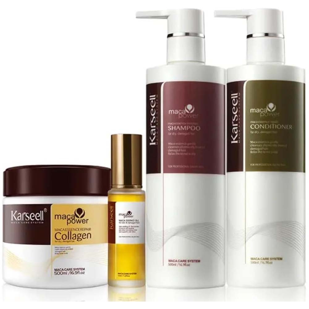 Karseell Hair Repair Set: Shampoo, Conditioner & Maca Collagen Mask with Argan Oil for dry, damaged hair. Restorative care. Image