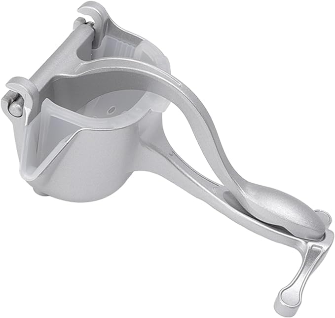 Silver Efficient Non-Lemon Fruit Presser | Manual Aluminum Alloy Squeezer | Easy Wash Design with 2 Funnels for Maximum Juice Extraction Image