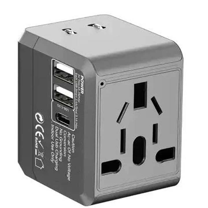 USB International Travel Adapter with Type-C to USB 3.1 Adapter – Universal Travel Adapter with Dual USB Ports, Compatible Worldwide for Smartphones, Tablets, and Laptops Image