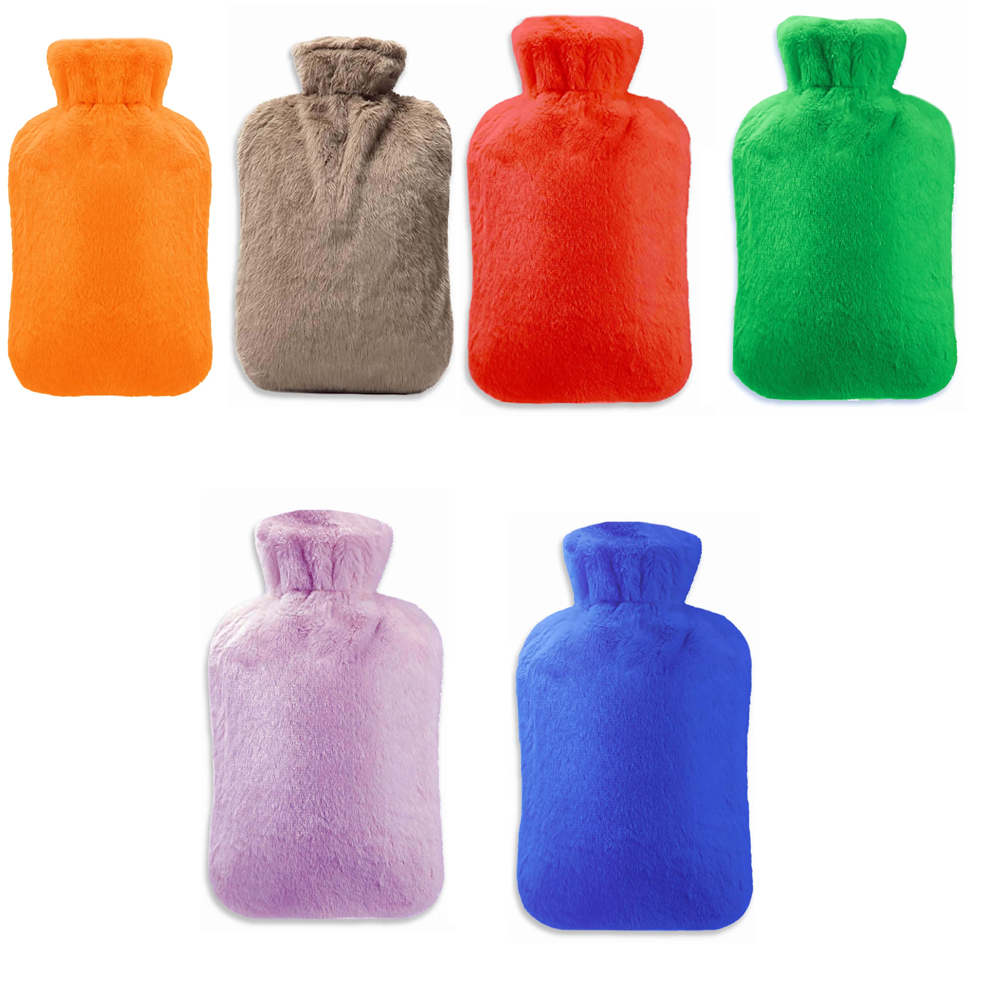 Hot Water Bag with Soft Cover | Classic Rubber Hot Water Bag for Cramps, Neck, Shoulder Pain Relief | Hot & Cold Therapy Pack (Multi) Image
