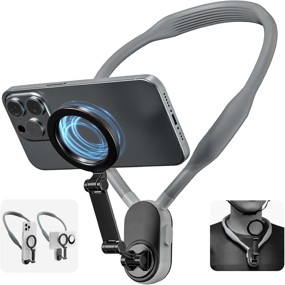 Magnetic Neck Mount - Hands-Free POV/Vlog Phone Holder, Multi-Angle, Compatible with iPhone & Android, Silicone Lazy Bracket Image