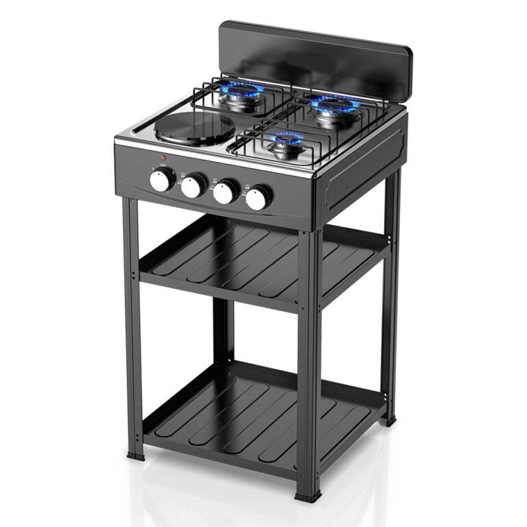 4-in-1 Gas Stove: 3 Burner + Hot Plate with Stand – Durable & Efficient Cooking Solution Image