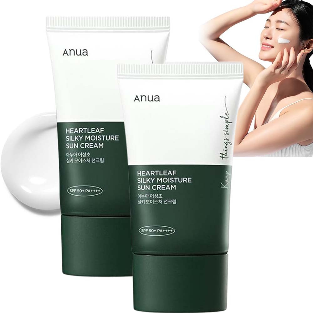 Anua Heartleaf Silky Moisture Sun Cream SPF 50+ PA++++ – Lightweight Hydrating Korean Sunscreen with Soothing Heartleaf Extract, 50ml Image