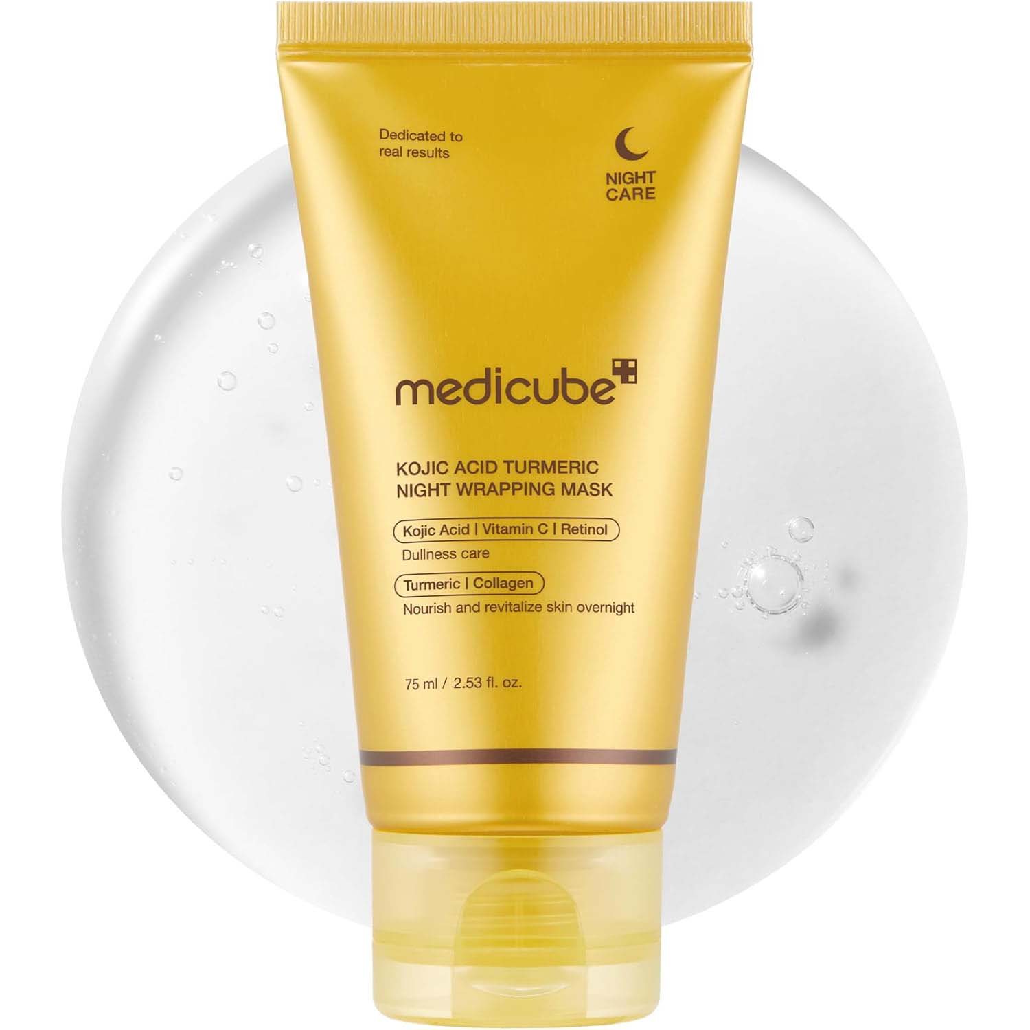 Medicube Turmeric Overnight Wrapping Peel Off Mask. Brightening & nourishing sleep mask for dull, uneven skin tone. 2.53 fl.oz. Image