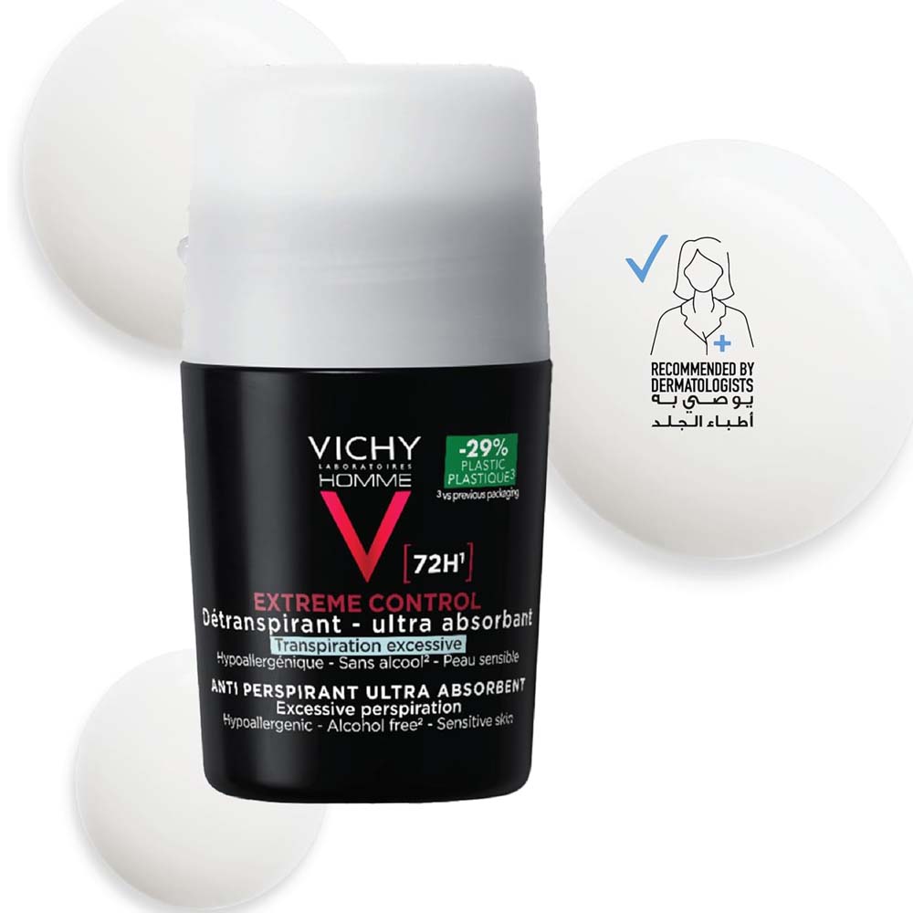 Vichy Homme 72 Hour Anti-Perspirant Deodorant. Long-lasting sweat & odor protection with a soothing effect for men. 50ml. Image
