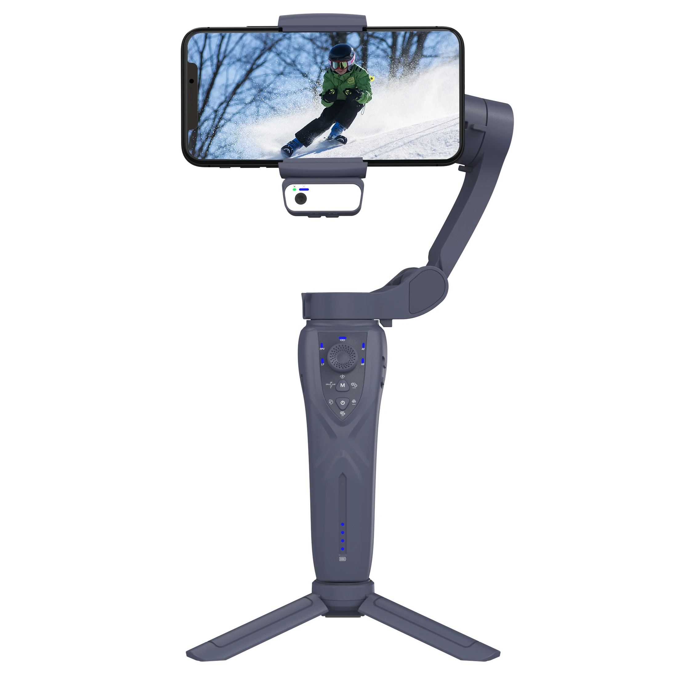 Handheld Gimbal F12 Camera Stabilizer with Tripod | Face Tracking via App | Selfie Stick & Horizontal Stabilizer Image